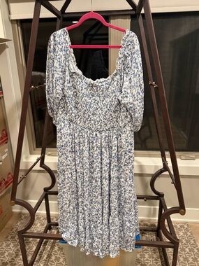 torrid Blue & White Floral Smocked Midi Dress